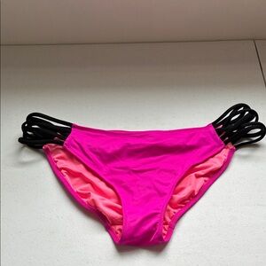 Pink Victoria's Secret Hot Pink Double-Sided Strappy Bikini Bottom